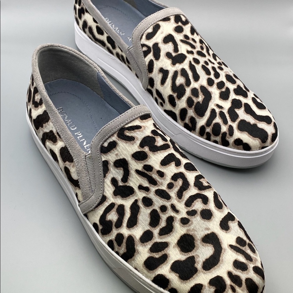 DONALD PLINER Rally Leopard Print Genuine Calf Hair Slip-On Sneaker